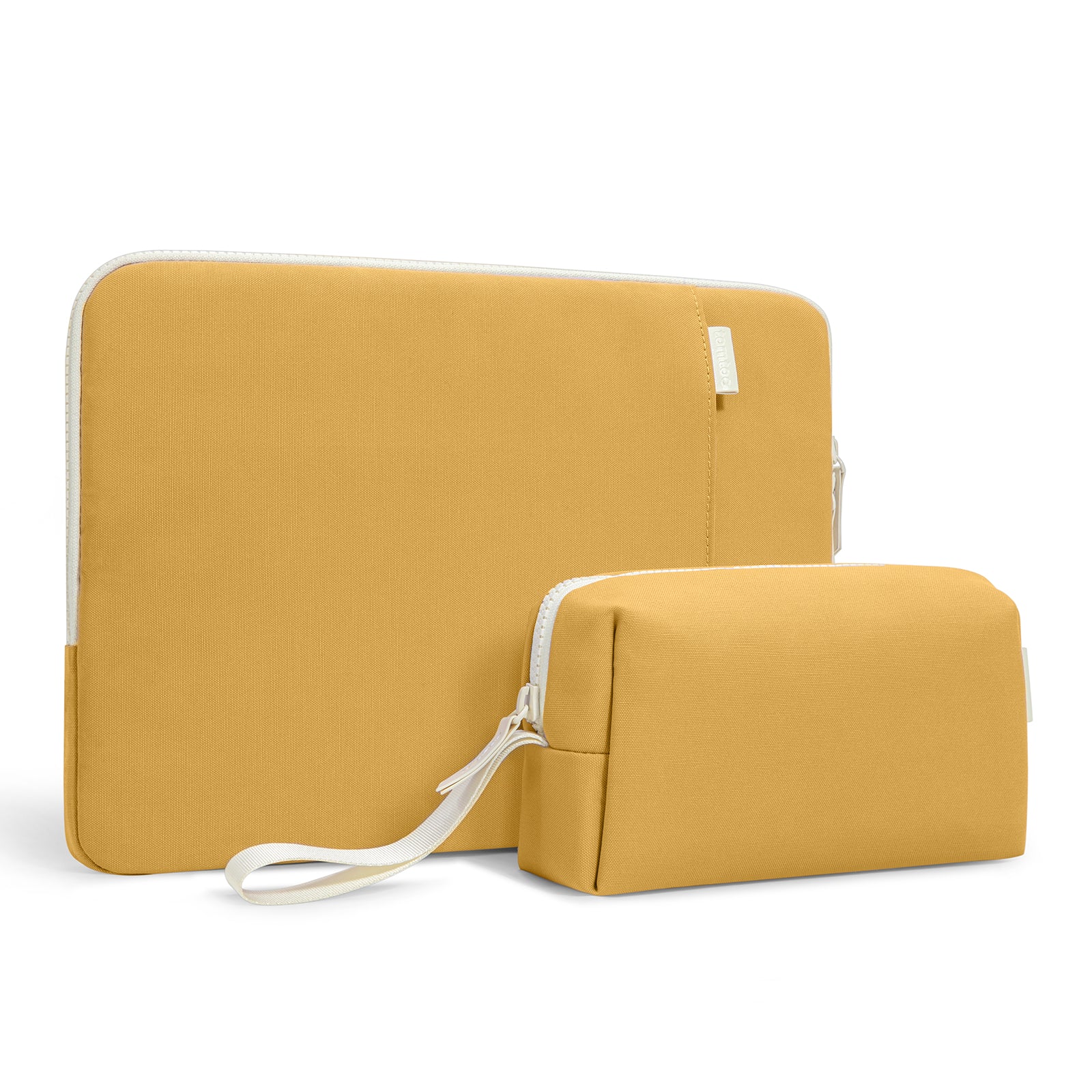 Leather 6 inch Zipper Pouch, Wallet, Coin Purse in Yellow