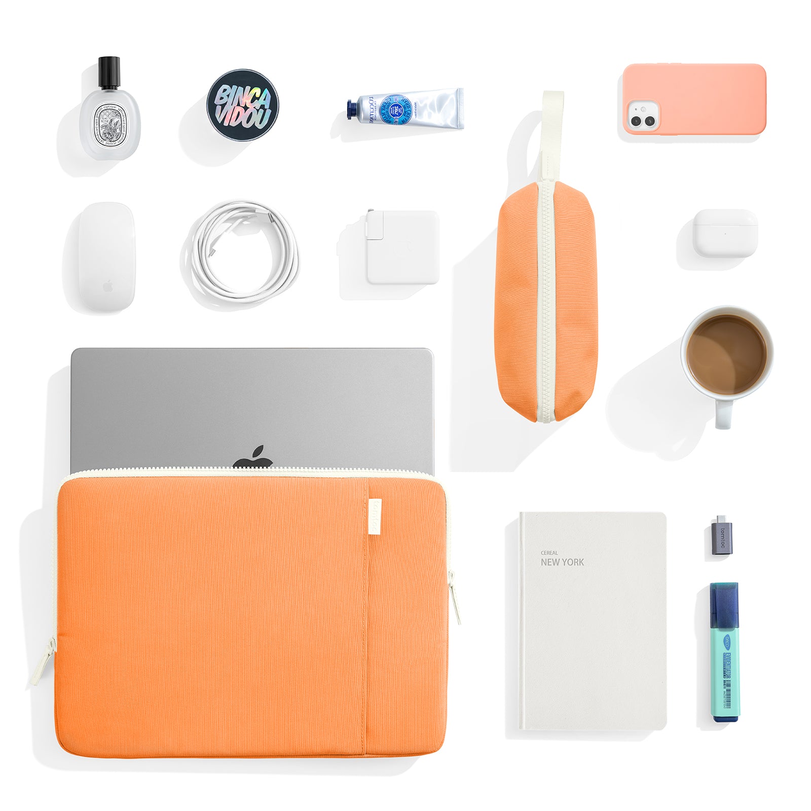 tomtoc Lady Laptop Sleeve for 14-inch MacBook Pro M1 Pro/Max A2442 2021 | Orange