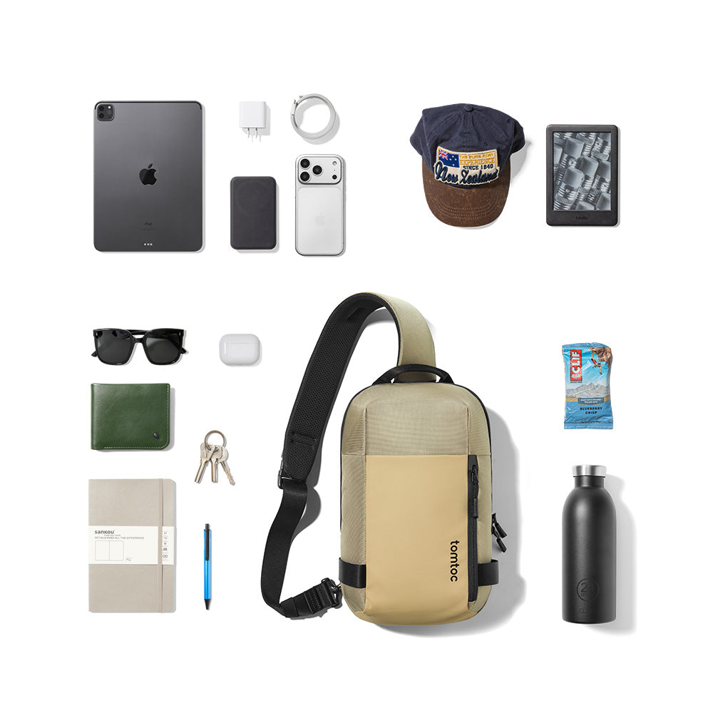 14-inch MacBook Pro M5 7L Sling Backpack – tomtoc Crossbody - Khaki