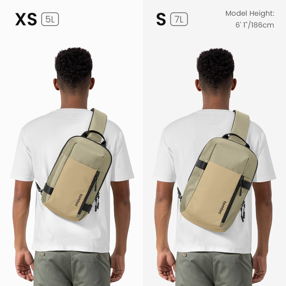 14-inch MacBook Pro M5 7L Sling Backpack – tomtoc Crossbody - Khaki