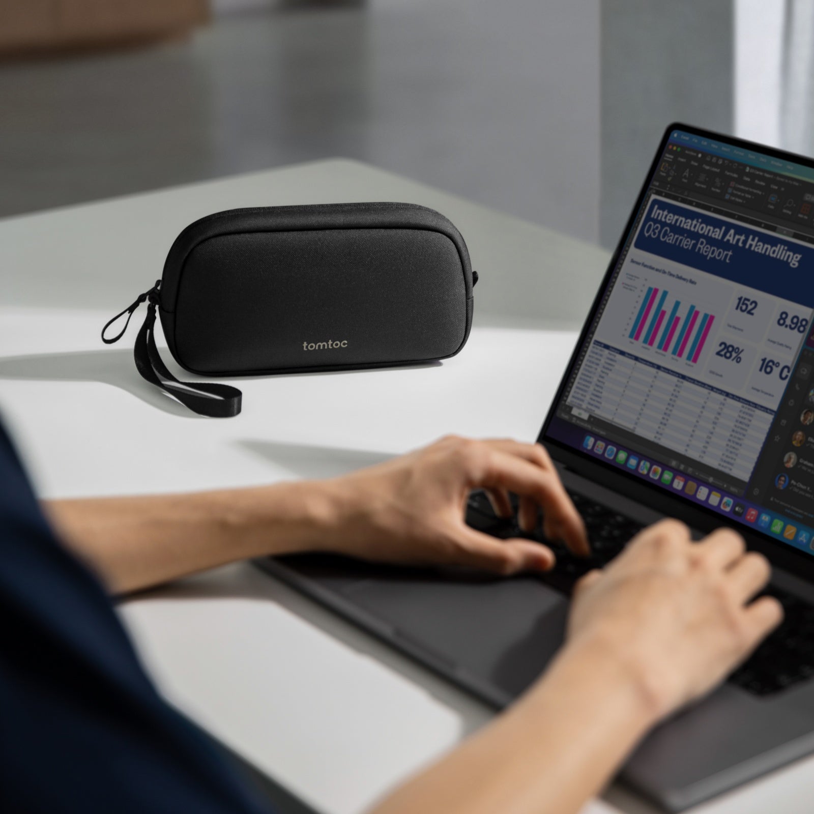 tomtoc Compact Electronics Organizer – Multi-Compartment Tech Pouch