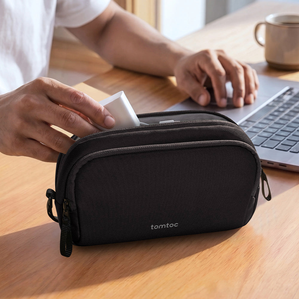 tomtoc Electronic Organizer Travel Case – Dual-Compartment Tech Pouch