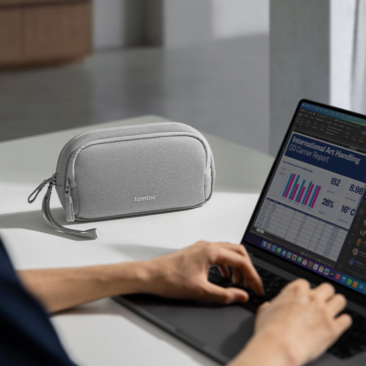 tomtoc Electronic Organizer Travel Case – Dual-Compartment Tech Pouch