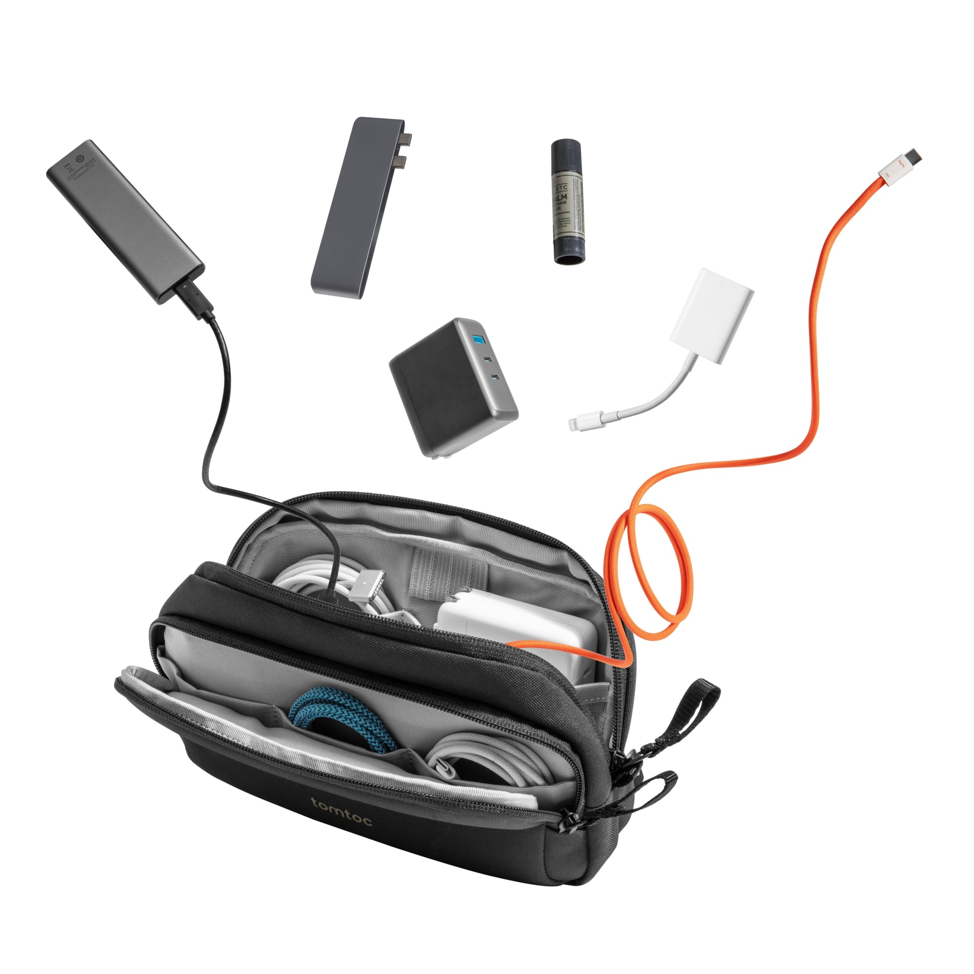 tomtoc Electronic Organizer Travel Case – Dual-Compartment Tech Pouch